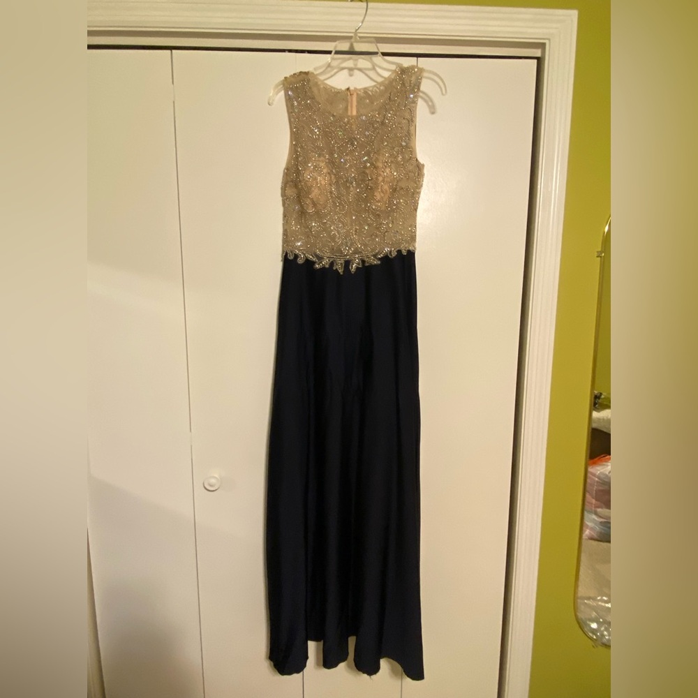 Navy and Gold Evening Gown